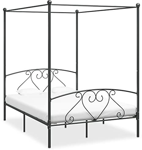 Générique Cadre de lit à baldaquin sans Matelas Gris métal 160x200 cm,Lits & Cadres de lit-284444