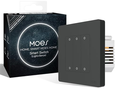 MOES ZigBee Smart Light Switch, Scene Controller, Neutral Wire Required, 2 Switches Association, Voice/App/Timer Control, Zigbee Repeater, Works with Alexa & Google Home, MOES Hub Required, Grey