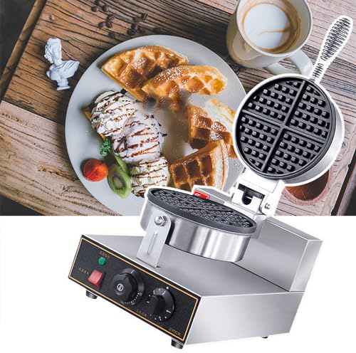 PLABNK Gofrera, Gofrera Comercial, Calefacción De Doble Cara + Sartén Antiadherente De Teflón + Fácil Limpieza + Cuerpo De Acero Inoxidable + Mango De Anillo Elástico + Panel De Control,B