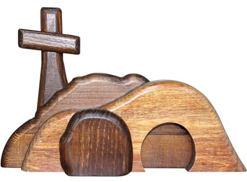 Kexpery Ostern-Kreuz, leeres Grab, Holz, leeres Grabkreuz, religiöse Dekoration für Familie, Festival, Aktivitäten, Dekoration (4-teiliges Set)