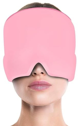 EORPAVU Mascarillas refrescantes para los ojos,Diadema de alivio de compresión fría y caliente, reutilizable, alivia las migrañas, los ojos hinchados (rosa)