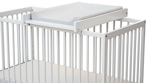 AT4 - Plan à langer avec matelas ESSENTIEL Blanc | Pour lit bébé 60x120cm | Installation sécurisée | Léger | Maniable | Pratique | Gain de place