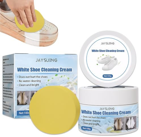 Sneaker Reiniger Weiß mit Schwamm, 100 g Schuhreiniger Weiße Schuhe, 2024 Verbessertes White Shoe Cleaner, Geeignet für Weiße Schuhe und Schuhtauchen und Lederpflege Auf Allen Oberflächen