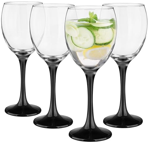 Glasmark KROSNO 1992 Lot de 4 s à 300 ml s à blanc s à rouge à Dessert Cocktail s à eau Passe au lave-vaisselle Tige noire