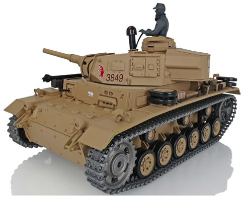 wheelfun 1/16 Henglong TK7.0 Char allemand amélioré III H RTR RC Tank 3849 avec chaînes métalliques