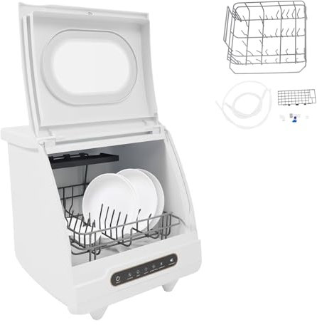 ACROSSPART Tischgeschirrspüler, Tragbarer Mini Geschirrspüler, Mini Spülmaschine mit 5L Wassertank und 5 Programme, Kleiner Tisch-Geschirrspüler für Zuhause Büro Camping