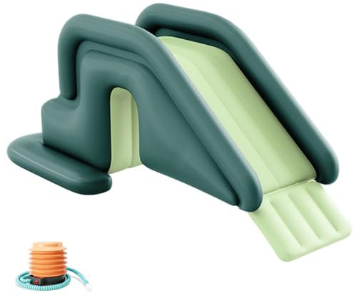 DAGLLGEW Scivolo per Piscina, Scivolo d'Acqua Gonfiabile in PVC da 78, 7x31, 5x33, 5 Pollici con Pompa ad per Esterni, Interni, Cortile, Giardino, Gonfiabile Verde per Piscina, scivoli d'Acqua