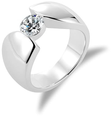 ALEXCRAFT Anillo Plateado Graduado Circonita Ajustable 7Size