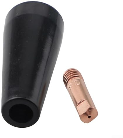 Gdfnmogo Flux Core Kit d'embouts de buse sans gaz pour soudage MIG, pointe de 0,8 mm compatible avec les torches de soudage 14AK et 15AK, 4 buses et 10 embouts en cuivre