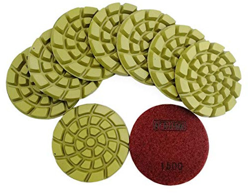 DT-DIATOOL - Almohadillas de pulido para suelos de hormigón y terrazo (diámetro de 10 cm, 100 mm, 9 unidades)