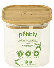 Pebbly - Glass Storage Container with Bamboo Lid - Medium 800 ml Square Food Storage