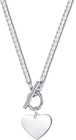 Happiness Boutique Damen Kette Herz Anhänger mit Knebelverschluss | Filigrane T-Steg Halskette in Gold - Rosegold, Silber | Wasserfester Edelstahlschmuck