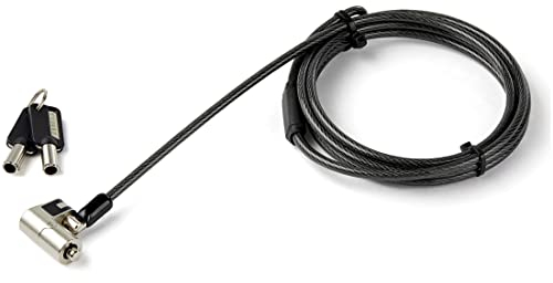 StarTech.com 6.5' (2m) 3-in-1 Universal Laptop Cable Lock - Keyed Laptop/Desktop Security Cable Lock Compatible w/K-Slot, Nano & Wedge Slot Computer - Anti-Theft Steel Cable Lock w/Keys (LTULOCKKEY)