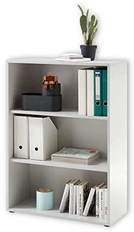 Stella Trading PRONTO Aktenregal, lichtgrau - Kleines Standregal mit 3 offenen Fächern - Modernes Büromöbel Komplettset - 80 x 111 x 35 cm (B/H/T)