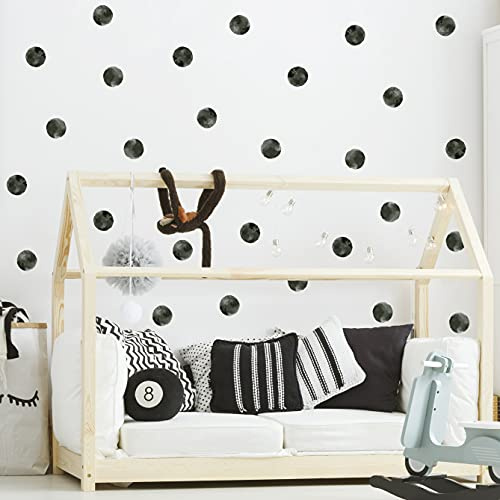 ROFARSO 120 Decals 2.2'' Ink Black Color Polka Dots Wall Decals Stickers DIY Removable Peel & Stick Wall Art Decorations Home Decor for Nursery Bedroom Living Room Playing Room