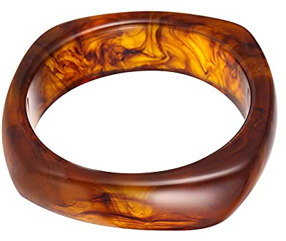 Caiyao Natural Colorful Wooden Acrylic Large Round Bangles Wide Irregular Ethnic Wood Chunky Minimalist Cuff Bracelet Vintage Punk Cool Jewelry for Women-brown