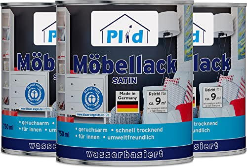 Plid® Peinture Meubles sans ponçage, Blanc Satin 2,25L - Laque blanche résistante [MULTI-SUPPORTS] pour Mobilier en bois, métal, PVC rigide & Boiseries neuves ou anciennes - Interieur & Exterieur