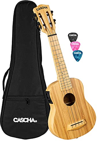 Cascha E-Bamboo Sopran Natural med tonborttagare, väska och 3 plektrum