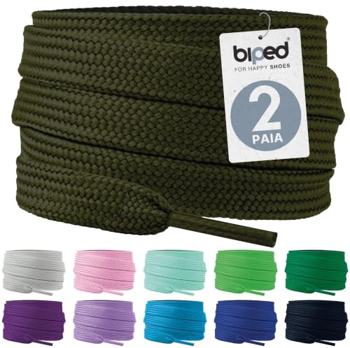 biped LACES 2 pares de cordones planos de poliéster de 10 mm de ancho - cordones premium para zapatillas y calzado deportivo - resistentes al desgarro y lavables z2913(#33 army green,90 cm)