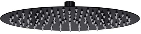 Norheim Fixed Shower Head Rainfall Shower Head Overhead Showerhead with Angle Adjustment Replacement Overhead Rain Shower Head Stainless Steel 30 cm Round Black