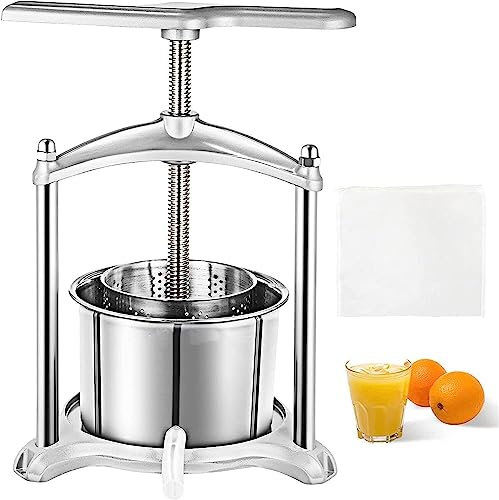 HACSYP Torchio per UVA Pressa for UVA, Pressa Manuale 3L, Estrattore for Uso Domestico in Acciaio Inossidabile Succo di Frutta Produzione di Presse for Vino, Adatto for Mela Carota Arancia Formaggio