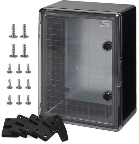 BOXEXPERT Verteilerkasten außen IP65 ABS Kunststoff 400x300x170mm Serie Fleet wasserdicht Schaltschrank Wandschrank Industriegehäuse Leergehäuse schwarz