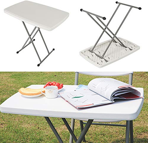 Willonin Tavolino portatile per esterni, tavolo pieghevole in plastica con altezza regolabile, tavolo da giardino-76 x 50 x 50/62/74 cm (1)