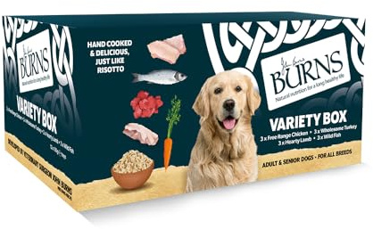 Burns Pet Nutrition Natural Wet Dog Food For Adult and Senior Dogs – 12 x 150 g Variety Box (3 x Free-range chicken, 3 x Hearty Lamb, 3 x Free-range Turkey, 3 x Wild Fish)
