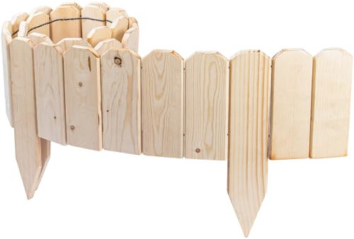Btowin VCF - Clôture de jardin flexible en bois de pin - Bordure de parterre - Avec poteaux de clôture - Découpable - Décoration - 200 x 20 cm