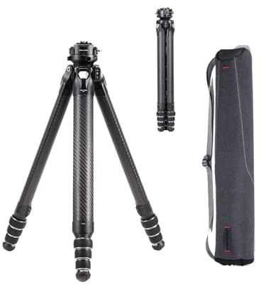 Falcam TreeRoot 61 F38 Pro Treppiede da viaggio con bloccaggio rapido, con testa sferica smorzante a 360 gradi, capacità di carico 5 kg/11 libbre, treppiede in fibra di carbonio con vite da 1/4 Bor