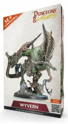 Dungeons & Lasers: Wyvern – 1 Miniatur mit malerischer Basis – DND-Figur für Tisch-RPG-Spiele 5E kompatibel – Großmaßstab unlackiert und unmontiert – ab 14 Jahren