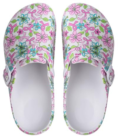 ELIOGN Zuecos Mujer Jardín EVA - Zapatos Mulas Cómodas con Estampado Lindo - Antideslizantes, Impermeables, Ligeros para Trabajo o Hogar, flor, 37 EU