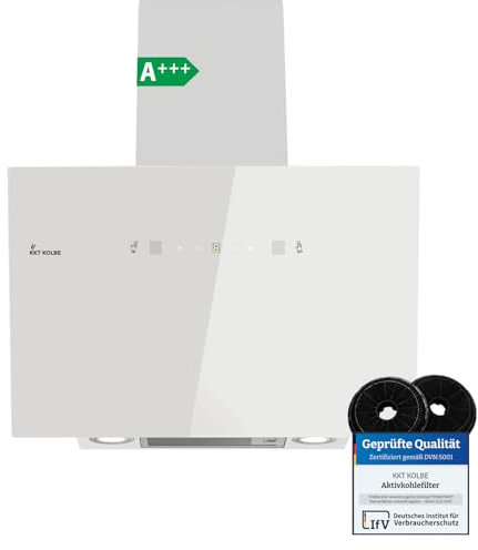 KKT KOLBE Dunstabzugshaube 60cm | Umluft Abluft | 782cbm/h | Wandhauben Kopffrei | Weiß | Glas | Gestensteuerung | SensorTouch Bedienung | LED-Beleuchtung | TRIO6025W