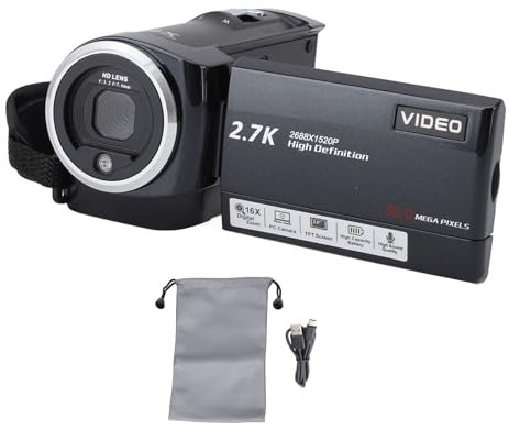Cámara de Video HD Profesional de 2.7k videocámaras 50mp resolución de Imagen 16x Zoom Digital 2.8 Pulgadas Cámara de vlogging de Pantalla LCD para grabación de Viajes al Aire