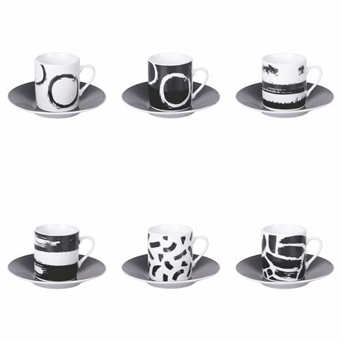 Set 6 tazzine 90 ml con piattino in porcellana, The Black Mood
