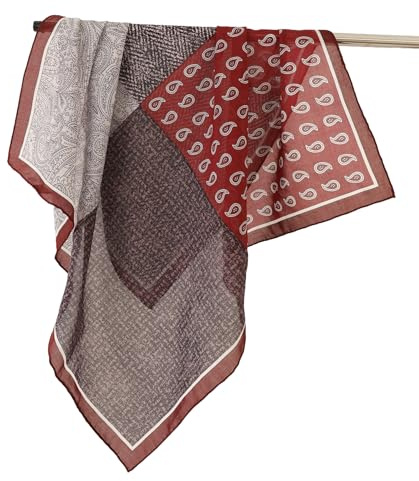 Prettystern Unisex sidenbomull mix 65/65 cm halsduk handrullad nickitduk huvudduk bandana sidenhalsduk dam och herr, SC25, 65cmx65cm