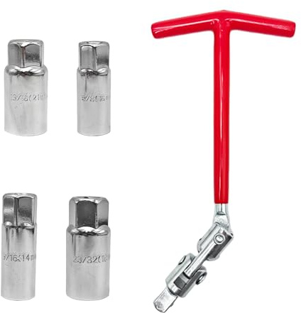 BCENG Zündkerzenschlüssel Set Universal Zündkerzensteckschlüssel T-Griff Zündkerzenschlüssel Satz Flexibles Zündkerzen Steckschlüssel Werkzeug für Auto und Motorrad (5)
