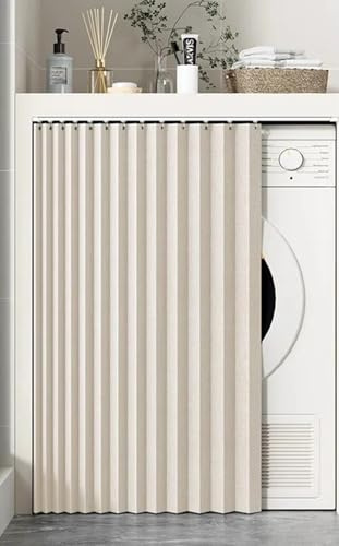 Cortina De Lavadora,Cortinas De Gabinete Con Rieles Deslizantes Cortinas De Armario Cocina Impermeables Cortinas Multifuncionales Cortina De Gabinete De Zapatos Prueba De Polvo C,W60cm/H 85cm