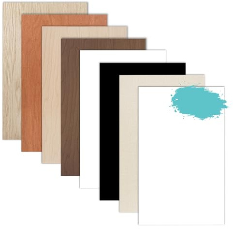 TruFlat 1/8 Pre-Finished Plywood Starter Pack 12x19 – 24 Sheets MDF Core Flat Wood Boards for Laser Cutting, Engraving – 3 Each: Walnut, Maple, Cherry, Oak, White, Black, Linen, Paint