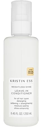 Kristin Ess Hair Hydrating Salon Leave In Conditioner Spray for Strength + Shine - Lightweight Anti Frizz Detangler for Women - Sulfate Free + Color Safe - Castor Oil Moisture Bond Repair Spray