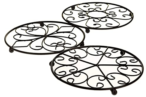 SIDCO Untersetzer Metall 3 x Topf- oder Pfannenuntersetzer rund Tischschutz Landhaus