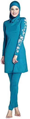 ziyimaoyi - Burkini, traje de baño islámico para mujer y niña, bañador modesto musulmán, con Hijab, Mujer, azul celeste, XL