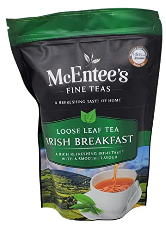 McEntee's Irish Breakfast Tea - Sachet de 250 g - Thé noir - Mélangé en Irlande. Thés de Ceylan et d'Assam