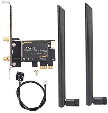 PCIE WiFi-kort för Intel AX200 5G WiFi-kort Dual Band Bluetooth 5.1 PCIE trådlöst kort med antenn för Windows 10 64bit / för Linux PC Desktop