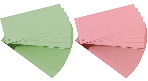 Oxford Trennstreifen, aus Karton, gelocht, 190 g/m², grün, 100 Stück & Trennstreifen, aus Karton, gelocht, 190 g/m², rot, 100 Stück