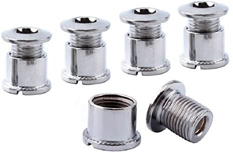 Yundxi 5 set di bulloni per corona dadi per guarnitura per bicicletta accessori in acciaio viti a disco per bici da strada, mountain bike, BMX MTB (argento M8 x 10,4 mm)