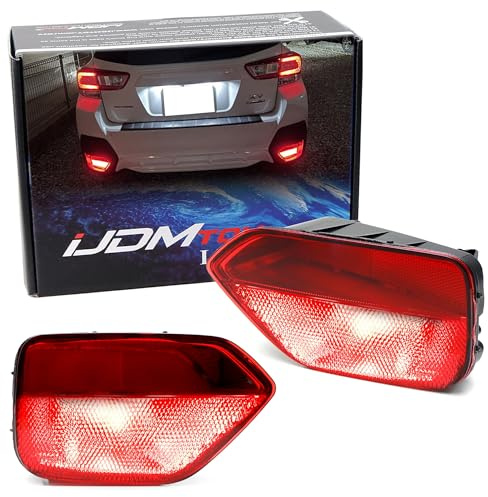 iJDMTOY JDM Style Dual LED Rear Fog Light Kit Compatible With Subaru 2018-2022 XV CROSSTREK, Includes Brilliant Red LED Bulbs, Left/Right Rear Fog Lamps w/Wiring Harness