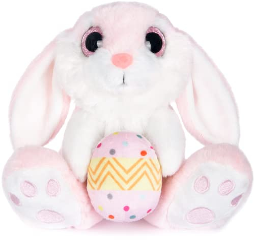 My OLi Easter Bunny 8.5 Plush Rabbit with Easter Egg – Floppy-Eared Sitting Bunny Soft Toy Perfect Bedtime Friend for Kids Babies Boys & Girls – Ideal Easter Gift, Pink