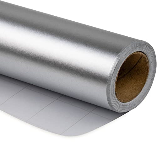 RUSPEPA Glänsande silver presentpapper - minirulle - enfärgad för bröllop, födelsedagar, möhippor, gratulationer och julklappar - 44,5 cm x 10 m