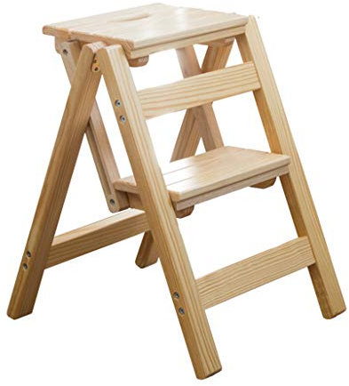 AYVADA Marchepied Pliant en Bois Massif Utilitaire Portable Échelle Chaise Étagère Multifonction pour Maison et Bureau Charge Max 150kg - 2/3/4 Marche